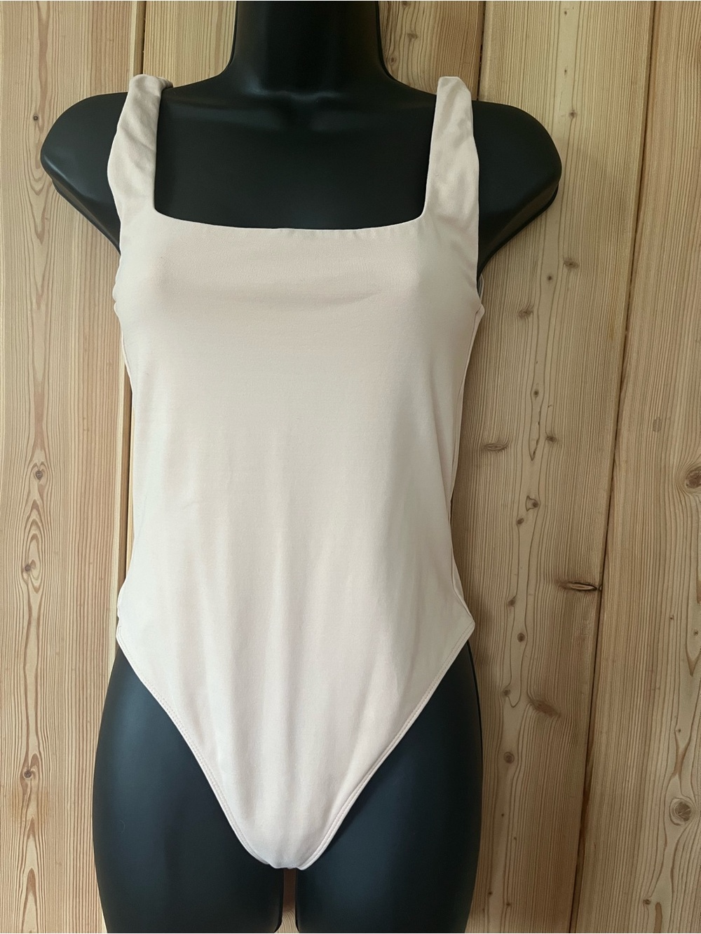 Babaton beige square neck bodysuit